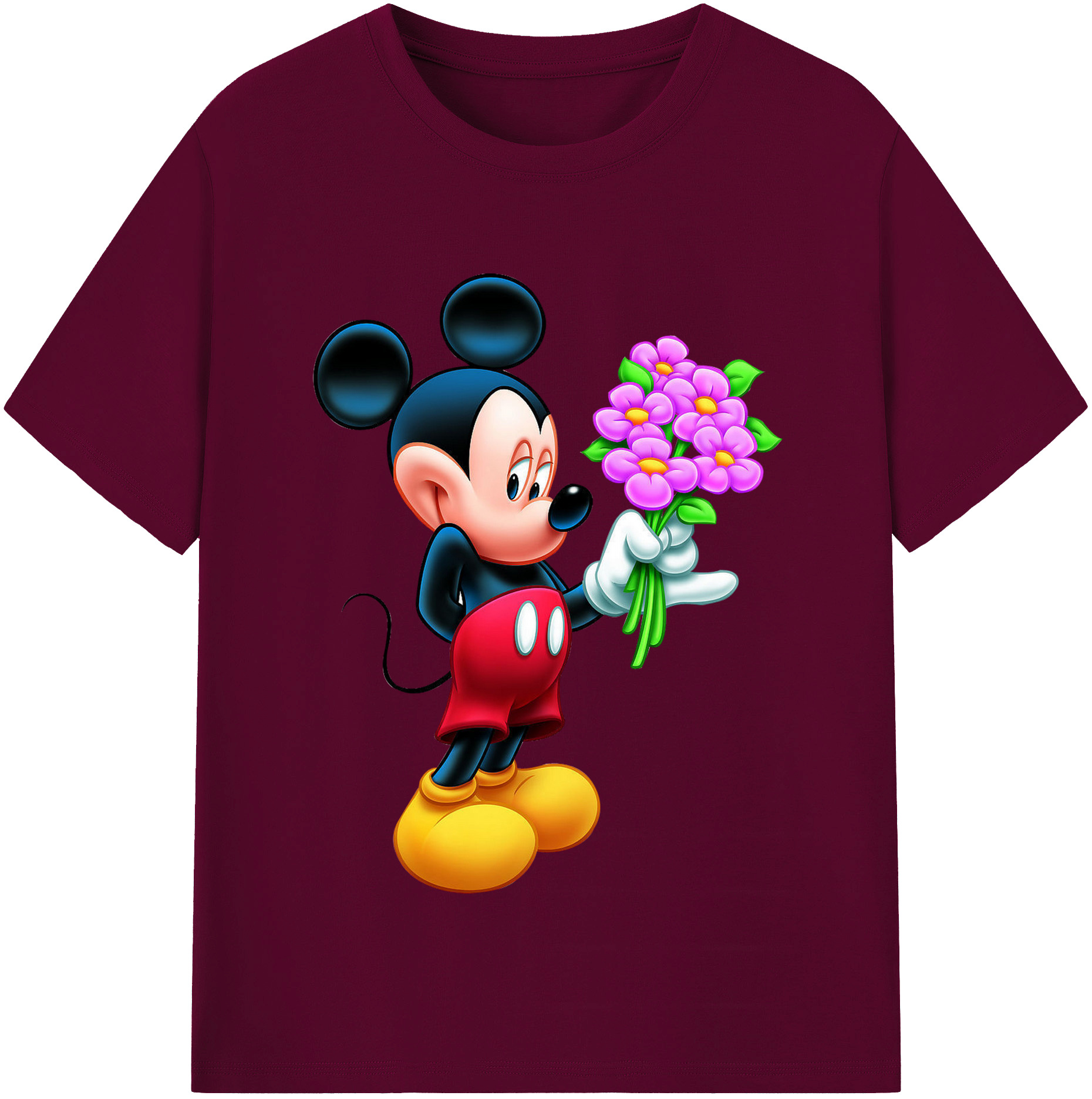 （画像用） ミッキーマウス Mickey Mouse レディースカジュアルプリントTシャツ（綿100％）